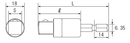 電動ドリル用αソケットアダプターの図面