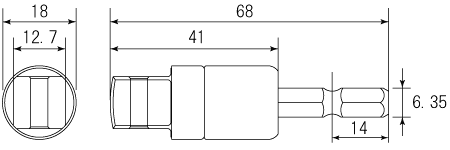 電動ドリル用αインパクトソケットアダプターの図面