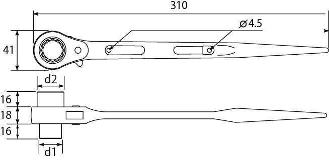 DOUBLE-SIZED RATCHET WRENCHDrawings