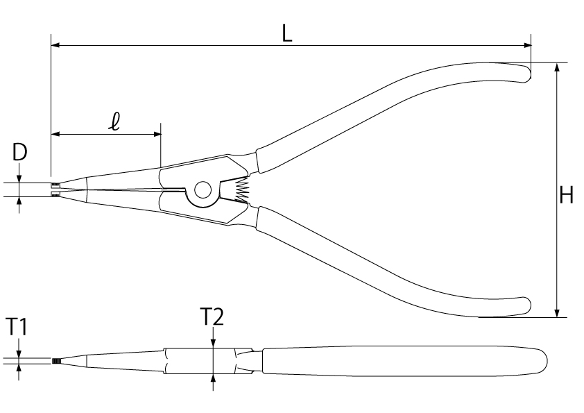 STRAIGHT SNAP RING PLIERS SHAFT TYPEDrawings