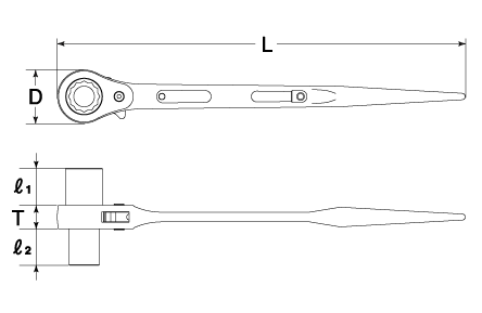 LONG SOCKET DOUBLE-SIZED RATCHET WRENCHDrawings