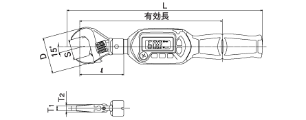 モンキ形デジタルトルクレンチの図面