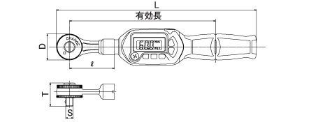 ラチェット形デジタルトルクレンチの図面