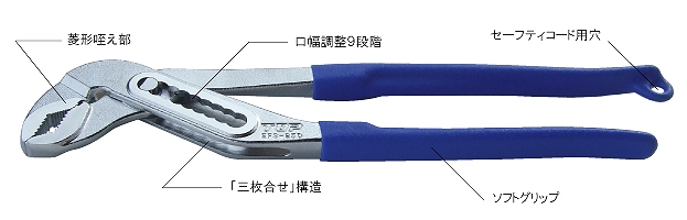 三枚合せ電設プライヤ