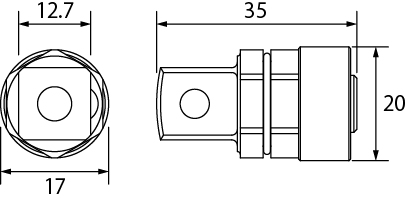 農機用爪交換レンチ用アダプターの図面