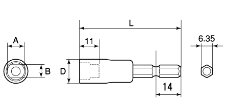 電動ドリル用軸足ソケットの図面