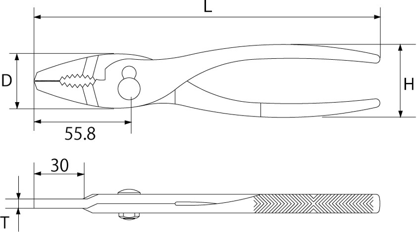 シンストレートノーズプライヤの図面