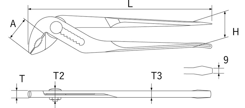 マルチウォーターポンププライヤの図面