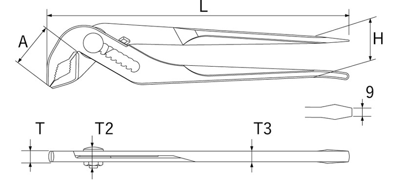 デラックスマルチウォーターポンププライヤの図面