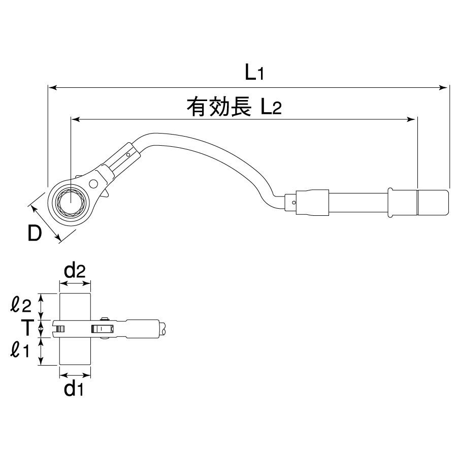 水道本管用弓形トルクレンチの図面