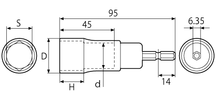 電動ドリル用αソケットセットの図面