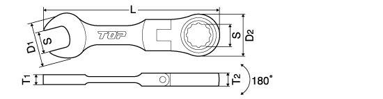 首振りショートラチェットコンビ®の図面