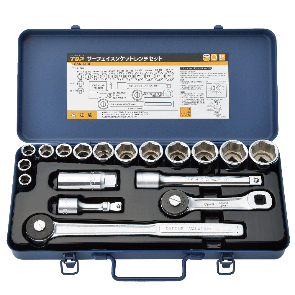 サーフェイスソケットレンチセット（差込角12.7mm）18点